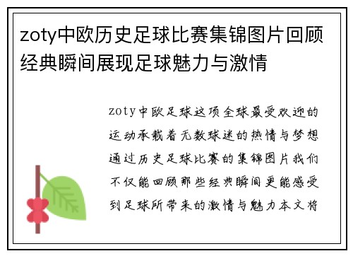 zoty中欧历史足球比赛集锦图片回顾经典瞬间展现足球魅力与激情